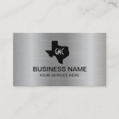 テキサス州モノグラムロゴモダンメタル 名刺 (正面)