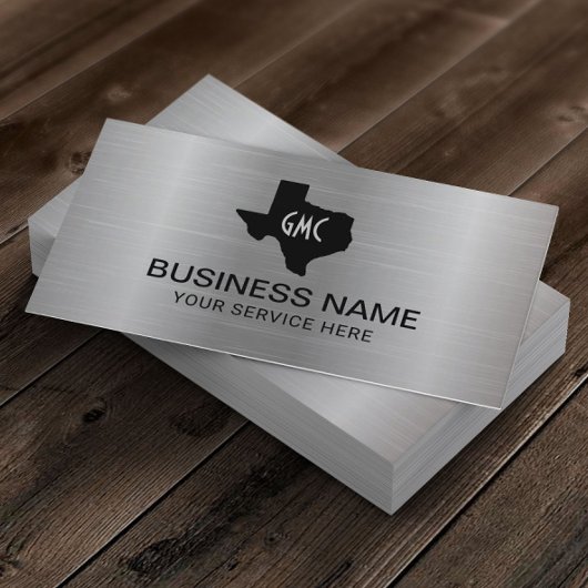 テキサス州モノグラムロゴモダンメタル 名刺