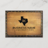 テキサス州モノグラムロゴヴィンテージレザー&ウッド 名刺 (正面)