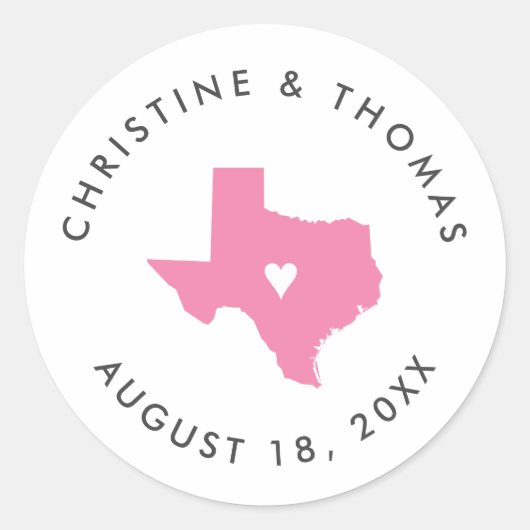 テキサス州モノグラム結婚式の引き出物ラベル ラウンドシール (正面)