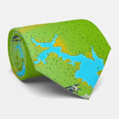 テキサス州リビングストン湖の地図 ネクタイ (ロール)