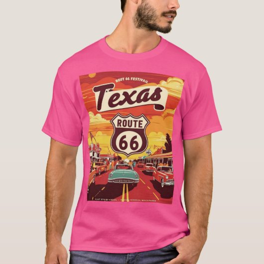 テキサス州ルート66フェスティバル2025 Tシャツ (正面)