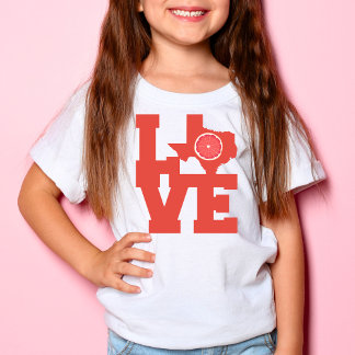 テキサス州レッドグレープフルイットマップデザイン Tシャツ