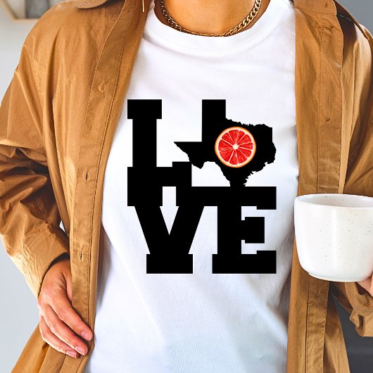 テキサス州レッドグレープフルイットマップデザイン Tシャツ