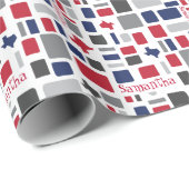 テキサス州レッド&ブルーワンキースクウェア&長方形 ラッピングペーパー (ロールコーナー)