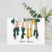 テキサス州レディースカウボーイブーツグリーン金ゴールドファッション名 サンキューカード (スタンド正面)