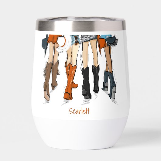 テキサス州レディースファッションカウボーイブーツオレンジカスタム色 (背面)