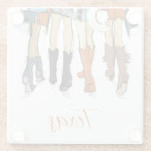 テキサス州レディースファッションカウボーイブーツオレンジカスタム色 ガラスコースター (裏面)