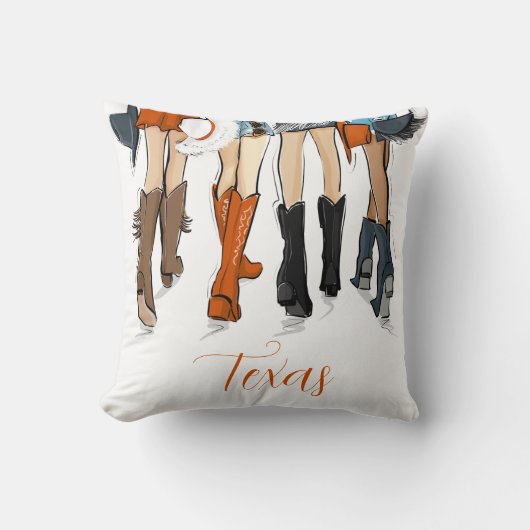 テキサス州レディースファッションカウボーイブーツオレンジ クッション (正面)