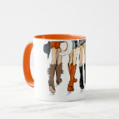 テキサス州レディースファッションカウボーイブーツハットオレンジの名前 マグカップ (正面左)