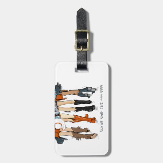 テキサス州レディースファッションカウボーイブーツハットオレンジの名前 ラゲッジタグ (正面縦)