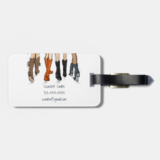 テキサス州レディースファッションカウボーイブーツハットオレンジの名前 ラゲッジタグ (裏面横)