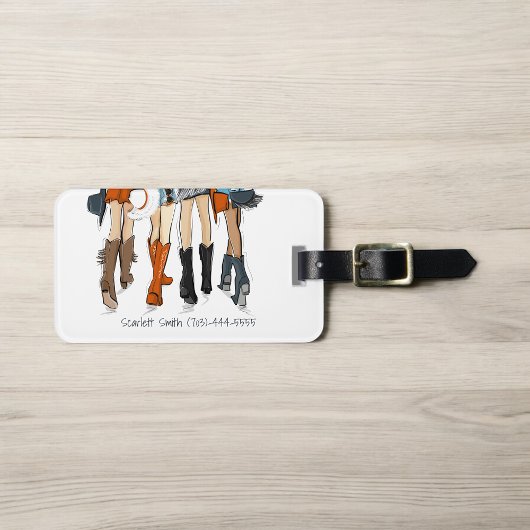 テキサス州レディースファッションカウボーイブーツハットオレンジの名前 ラゲッジタグ