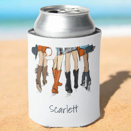テキサス州レディースファッションカウボーイブーツホワイトカスタムホテル 缶クーラー