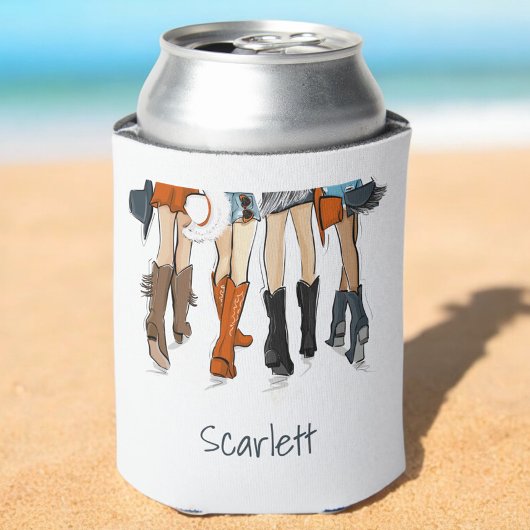 テキサス州レディースファッションカウボーイブーツホワイトカスタムホテル 缶クーラー