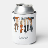 テキサス州レディースファッションカウボーイブーツホワイトカスタムホテル 缶クーラー (缶正面)