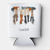 テキサス州レディースファッションカウボーイブーツホワイトカスタムホテル 缶クーラー (正面)