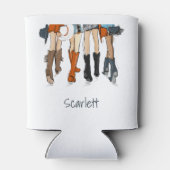 テキサス州レディースファッションカウボーイブーツホワイトカスタムホテル 缶クーラー (裏面)