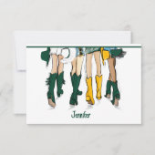 テキサス州レディースファッションカウボーイブーツ金ゴールドグリーン サンキューカード (正面)