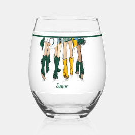 テキサス州レディースファッションカウボーイブーツ金ゴールドグリーン ステムなしワイングラス