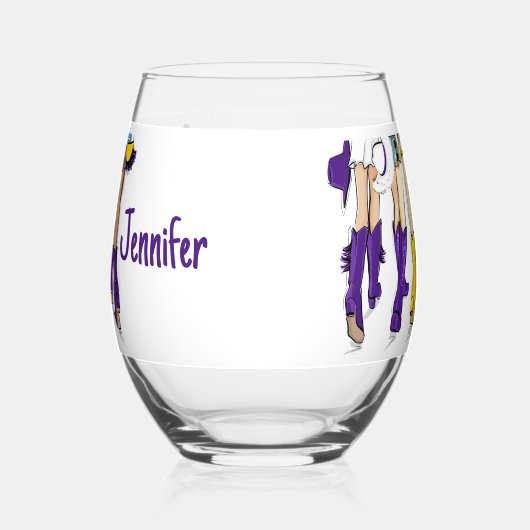 テキサス州レディースファッションカウボーイブートグリーン金ゴールド ステムなしワイングラス (左)