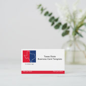 テキサス州ロゴの赤、白、青の州 名刺 (スタンド正面)