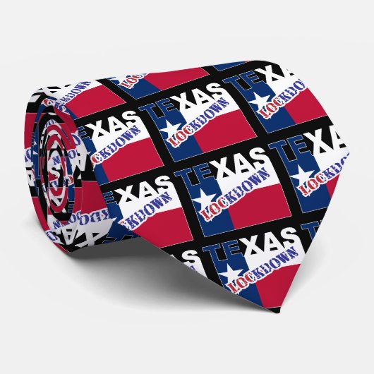 テキサス州ロックダウン文字と旗 ネクタイ (ロール)