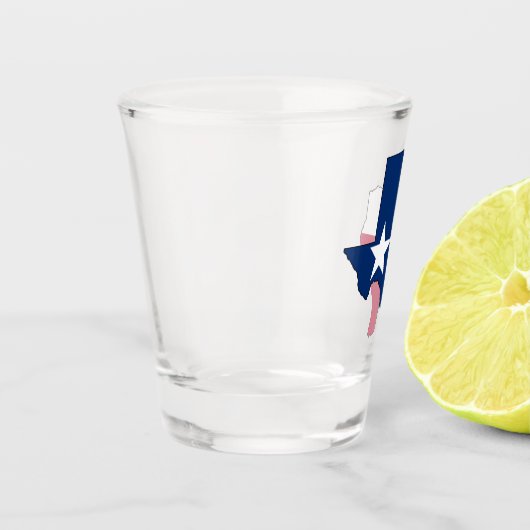 テキサス州ロネスター州マップとテキサス州国旗のおもしろいテシャン ショットグラス (左)