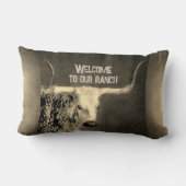 テキサス州ロングウカウシ動揺してピアのテキスト追加 ランバークッション (裏面)