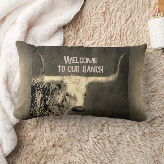 テキサス州ロングウカウシ動揺してピアのテキスト追加 ランバークッション (ブランケット)