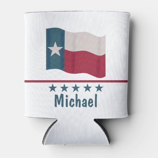 テキサス州ロングスター国旗の名前パーソナライズされた 缶クーラー (正面)