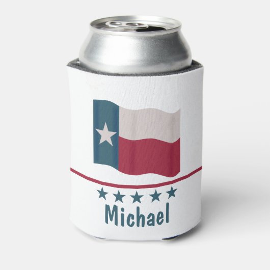 テキサス州ロングスター国旗の名前パーソナライズされた 缶クーラー (缶裏面)