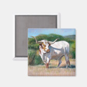 テキサス州ロングブルウェスタン絵を描アート マグネット (正面/裏面)