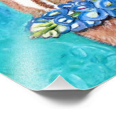 テキサス州ロングホーンとBluebonnet フォトプリント (角)