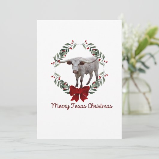 テキサス州ロングホーンのクリスマスカード シーズンカード (スタンド正面)