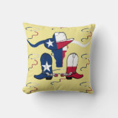 テキサス州ロングホーンのステアカウボーイハットブーツとロープ クッション (正面)