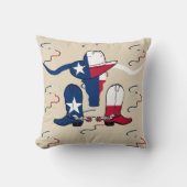 テキサス州ロングホーンのステアカウボーイハットブーツとロープ クッション (正面)