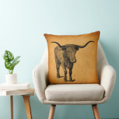 テキサス州ロングホーンブル素朴ヴィンテージウエスタンアート クッション (椅子)