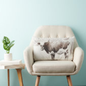 テキサス州ロングホーンヴィンテージスタイルカウセピア素朴 ランバークッション (椅子)