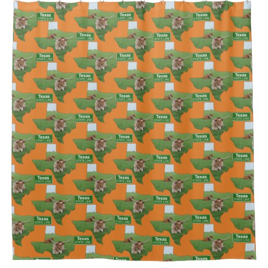 テキサス州ロングホーン州ライン記号オレンジ シャワーカーテン (正面)