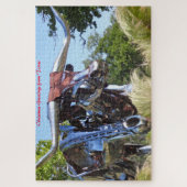 テキサス州ロングホーン彫刻。クリスマスグリーティング ジグソーパズル (縦)