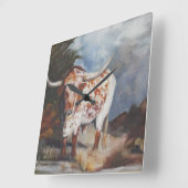 テキサス州ロングホーン時計 スクエア壁時計 (傾斜)