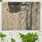 テキサス州ロングホーン牛の写真素朴 キッチンタオル (折り畳み)