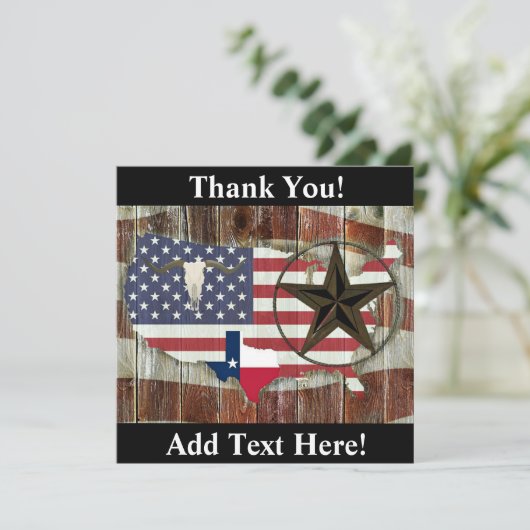 テキサス州ローンスターテキサス州ロングホーンテキサス州州の地図 サンキューカード (スタンド正面)