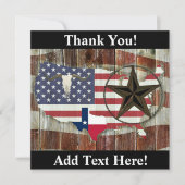 テキサス州ローンスターテキサス州ロングホーンテキサス州州の地図 サンキューカード (正面)