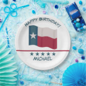 テキサス州ローンスターフラッグ名パーソナライズ誕生日 ペーパープレート (パーティー)