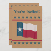 テキサス州ローンスターフラッグ赤白青パーティーイベント 招待状 (正面/裏面)