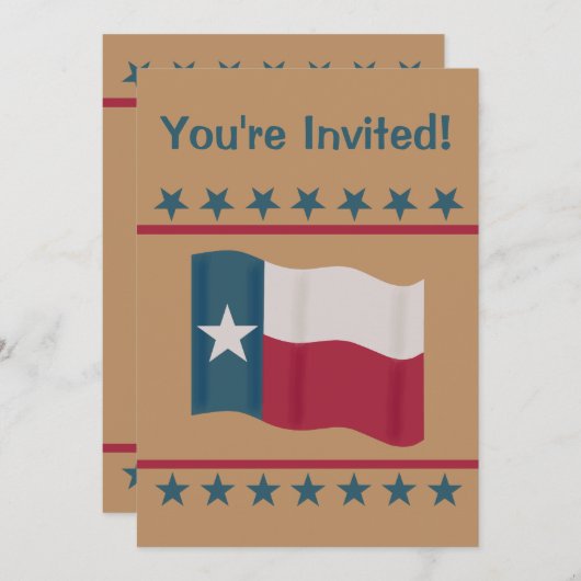 テキサス州ローンスターフラッグ赤白青パーティーイベント 招待状 (正面/裏面)