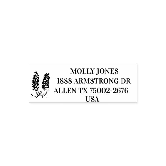 テキサス州ローンスターブルーボンネットフローラ差出人住所 セルフインキングスタンプ (デザイン)