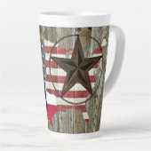 テキサス州ローンスター州旗の地図 カフェラテマグ (右アングル)